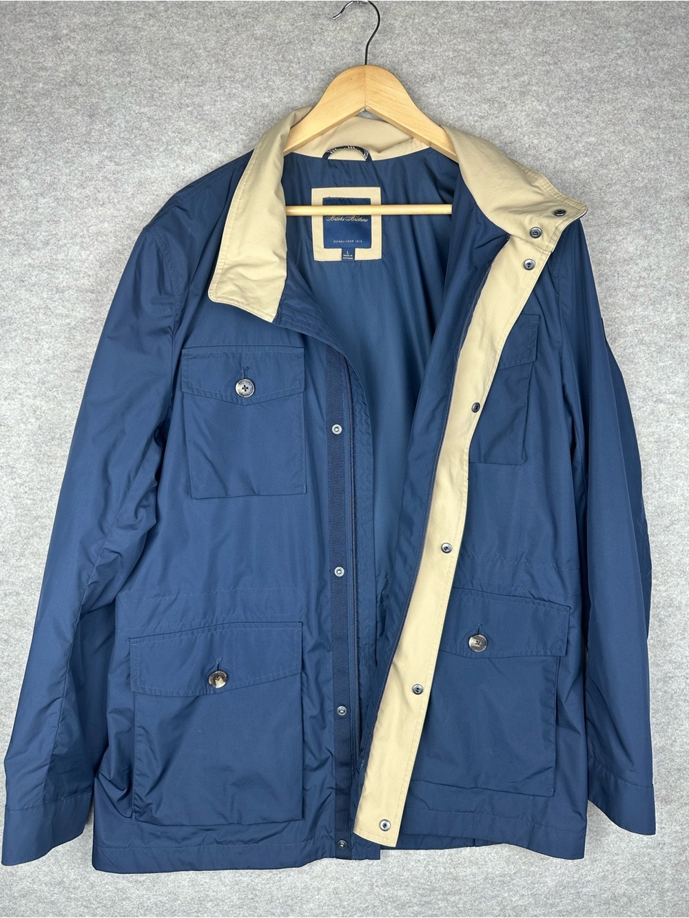 Brooks Brothers Packable Navy Blue Field Jacket - Size L